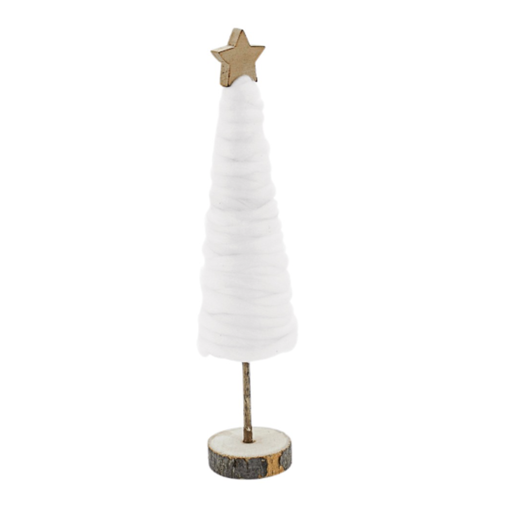 13.8”h x 2.8” WHITE WITH WOOD CHRISTMAS TREE