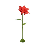 71”H RED WITH GLITTER TALL PAPER FLOWER POINSETTIA STAND WITH GOLD BELLS