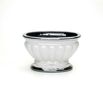 40% off was $30 now $18. 6.75”H X 11”W X 6.75” CERAMIC OVAL COMPOTE VASE WHITE WITH SILVER