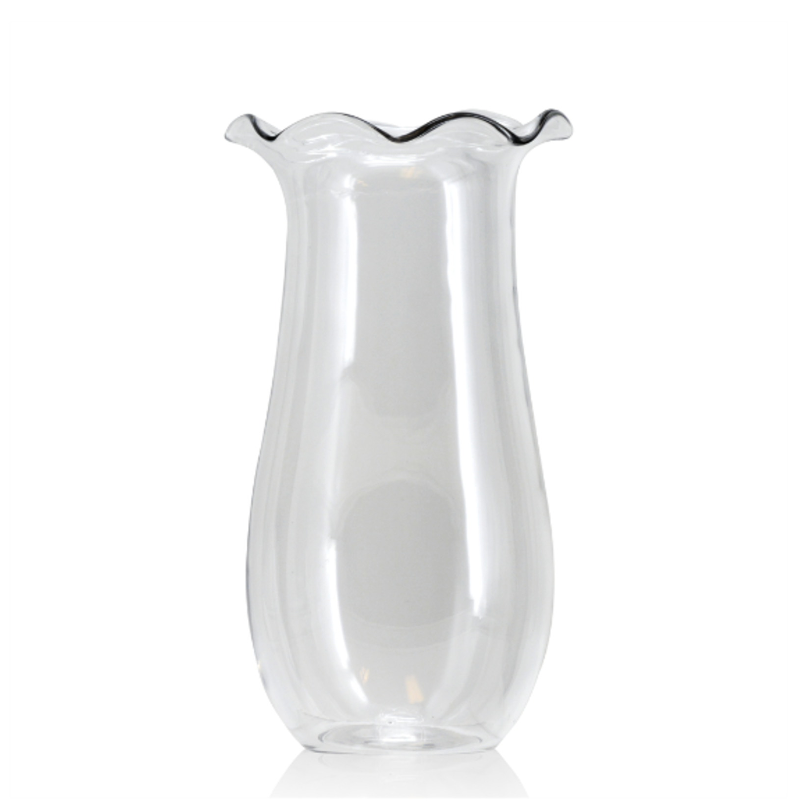 12.5"h x 7” GLASS FLUTED FLOWER VASE