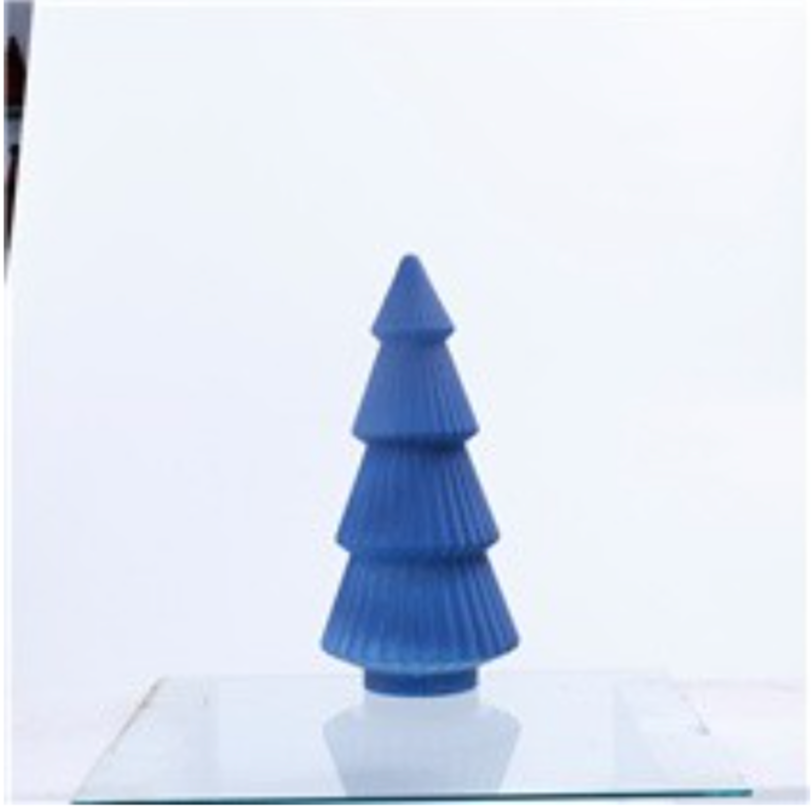 14.6”H X 7.1” BLUE GLASS CHRISTMAS TREE
