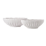 6.5”H X 17”L X 8.25”W  LARGE MATTE WHITE LOW CERAMIC OVAL SEASHELL