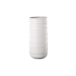 50% off was $26 now $13. 12.75”H X 5.75” SMALL MATTE WHITE CERAMIC CYLINDER EMBOSSED BANDED