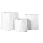 7.5”H X 8” LARGE WHITE CERAMIC CYLINDER IREG LIP WITH SEAMLESS COLUMN