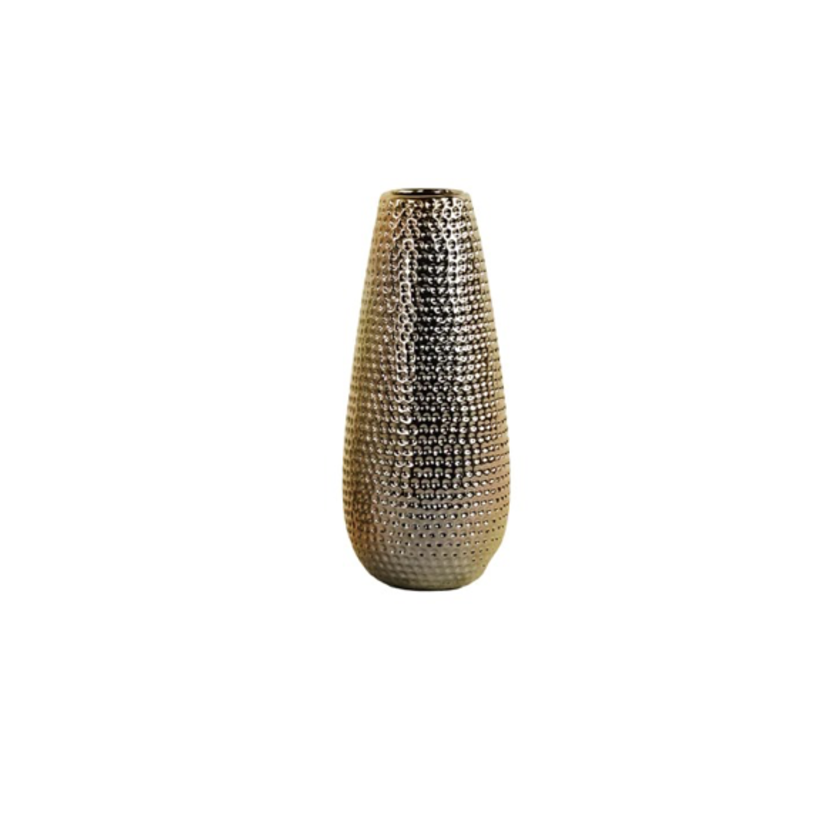 40% off was $19 now $11.39 10”H X 4.5” POLISHED GOLD CERAMIC DIMPLE TAPERED CYLINDER
