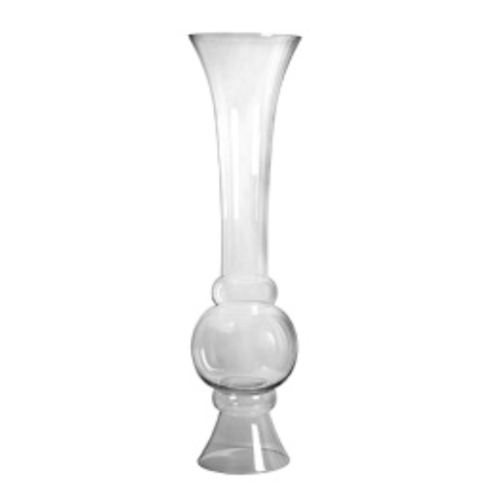 50% OFF WAS $190 NOW $95. 49.25”H X 11.5” EXTRA LARGE GLASS DOUBLE/REVERSIBLE TRUMPET VASE