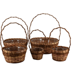 SET OF 5 BROWN RUSTIC BASKETS