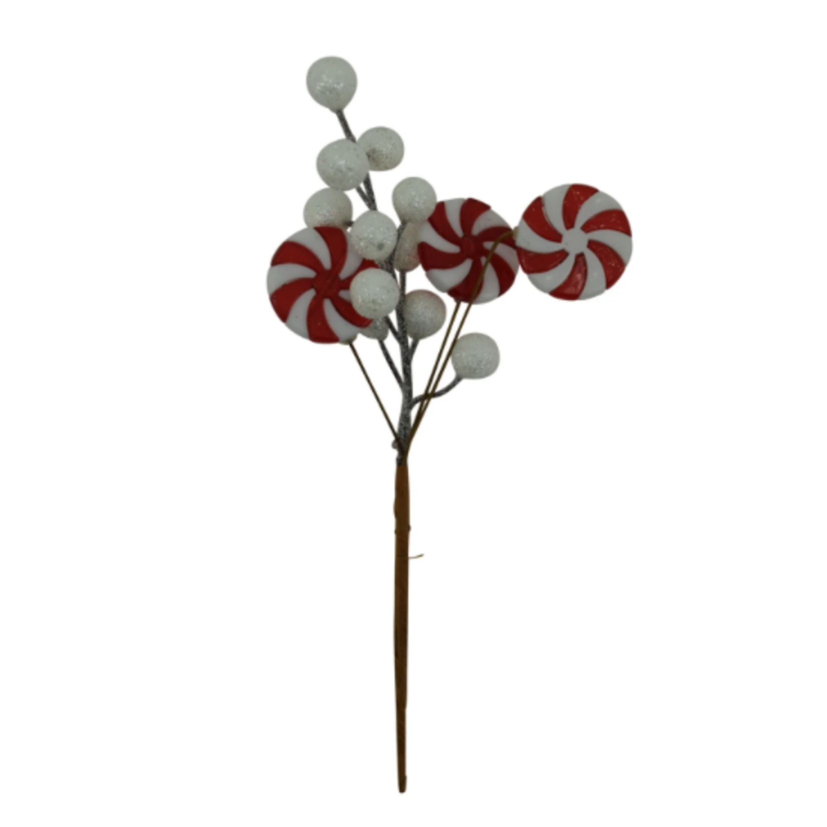 8" WHITE AND RED LOLLIPOP PICK