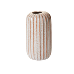 8”H X 4.25” OFF-WHITE CERAMIC FAULT LINE VASE