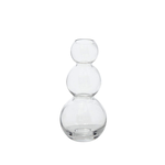7.75”H X 3.5” CLEAR GLASS TREBLE STACKED VASE