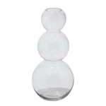 13”H X 5.75” CLEAR GLASS TREBLE STACKED VASE