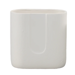 50% off was $33 now $16.50. 10"h x 10" x 5" LARGE WHITE CERAMIC OVAL TAPERED POT DEBOSSED INVERTED ARCH