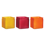 4" X 4" X4" SQUARE GLASS WITH LIP CAMPFIRE COLLECTION (PRICE PER EACH, BOX IS ASSORTED)