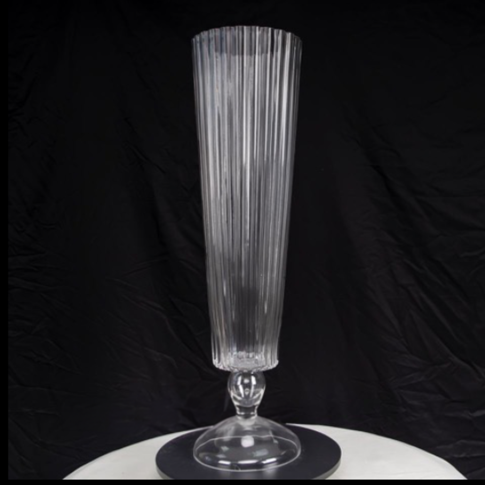 50% off was $130 now $65. 31.5”H X 6.5” GLASS FLUTED BESPOKE LIKE TRUMPET VASE