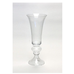 50% off was $90 now $45. 21.75”H X 10” CLEAR GLASS REVERSIBLE TRUMPET VASE