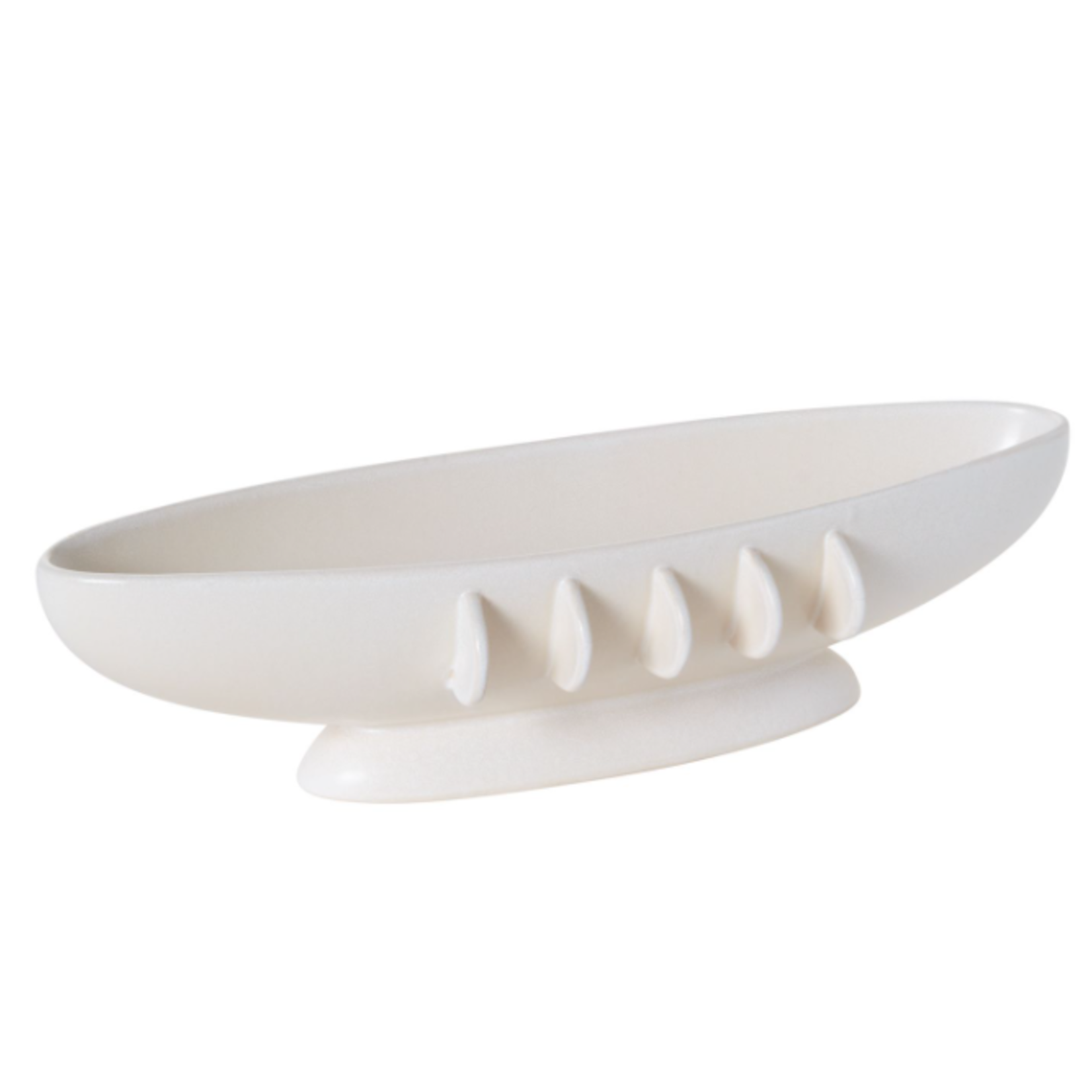 5.5”h x 22.5”long x 8.75”w WHITE CERAMIC RIVERIE BOAT