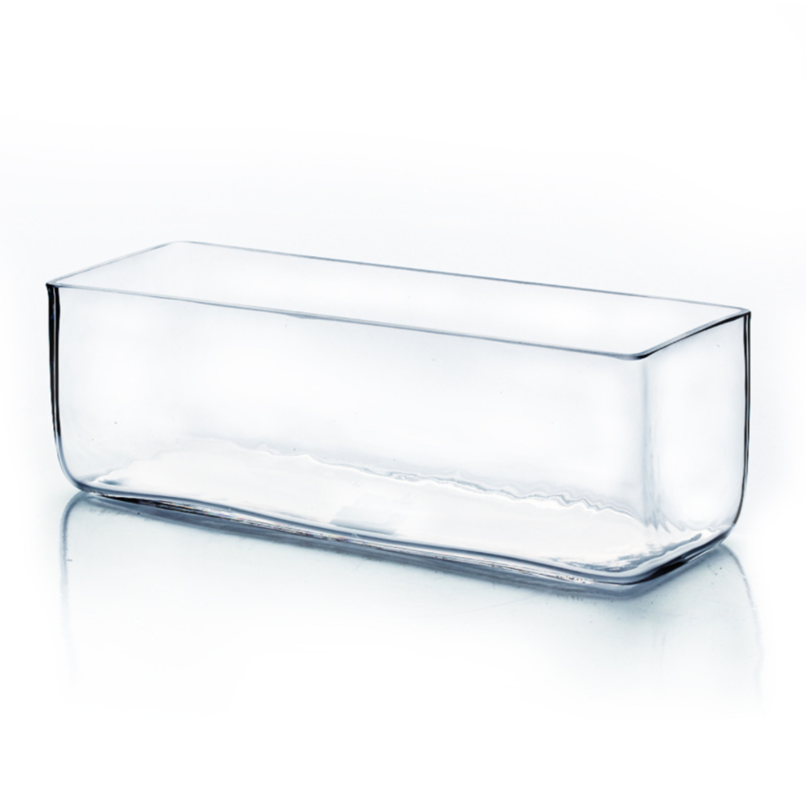 4"H X 12" X 4" LOW RECTANGLE GLASS VASE