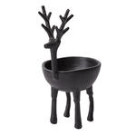 10.25”H X 6.5” X 5” BLACK METAL DASHER REINDEER BOWL