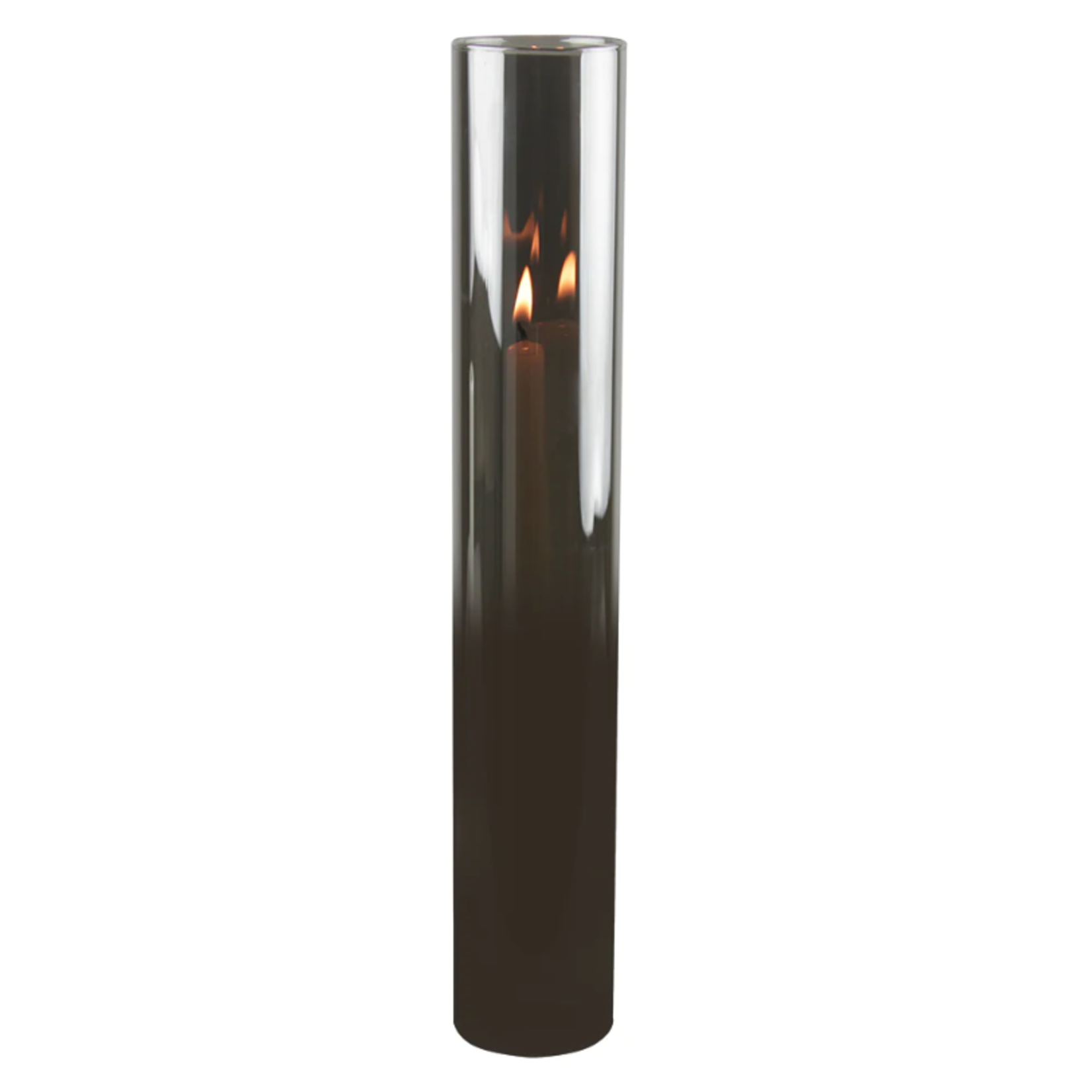 14”H X 2.35” BLACK SMOKED GLASS CHIMNEY (OPEN AT THE BOTTOM AND THE TOP)