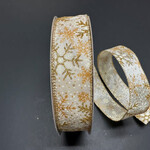 1.5" X 50 YDS GLITTER GOLD SNOWFLAKES RIBBON, reg $17.99