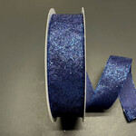1.%' x 50 YD NAVY GLITTERED SATIN RIBBON, reg $17.99