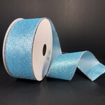 1.5" X 10 YDS LT BLUE GLITTERED RIBBON, SILVER EDGE