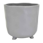 50% OFF WAS $10 NOW $4.99. 7”h x 6.5” GREY CERAMIC FOOTED POT