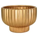 4.75”H X 6.25” GOLD CERAMIC COMPOTE VASE