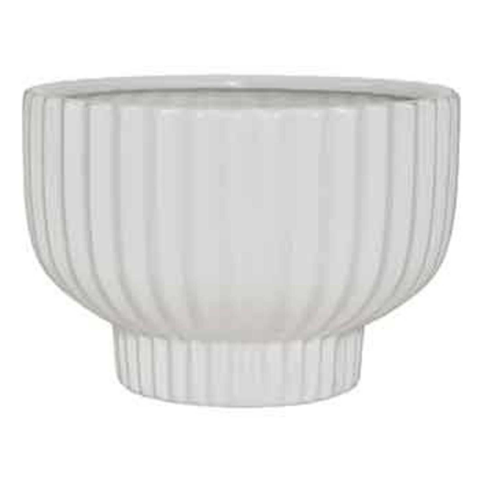 4.75”H X 6.25” WHITE CERAMIC COMPOTE VASE