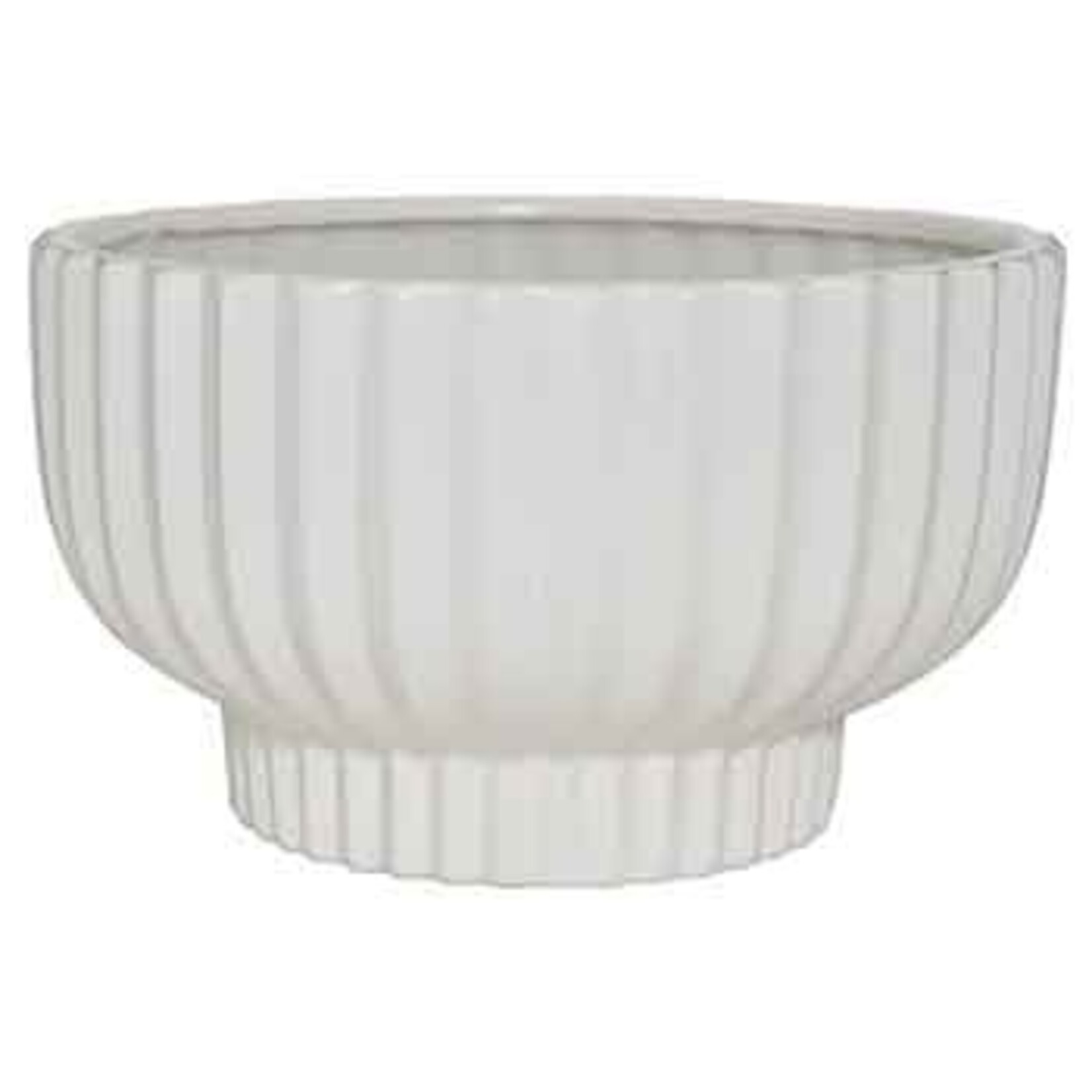 5.25”H X 8” WHITE CERAMIC COMPOTE VASE