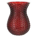 50% OFF WAS $8.99 NOW $4.49. 8”H X 5.25” GLASS RED DIMPLE GLASS VASE