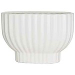 6.25”H X 4.25” X 8.25” WHITE CERAMIC OVAL COMPOTE