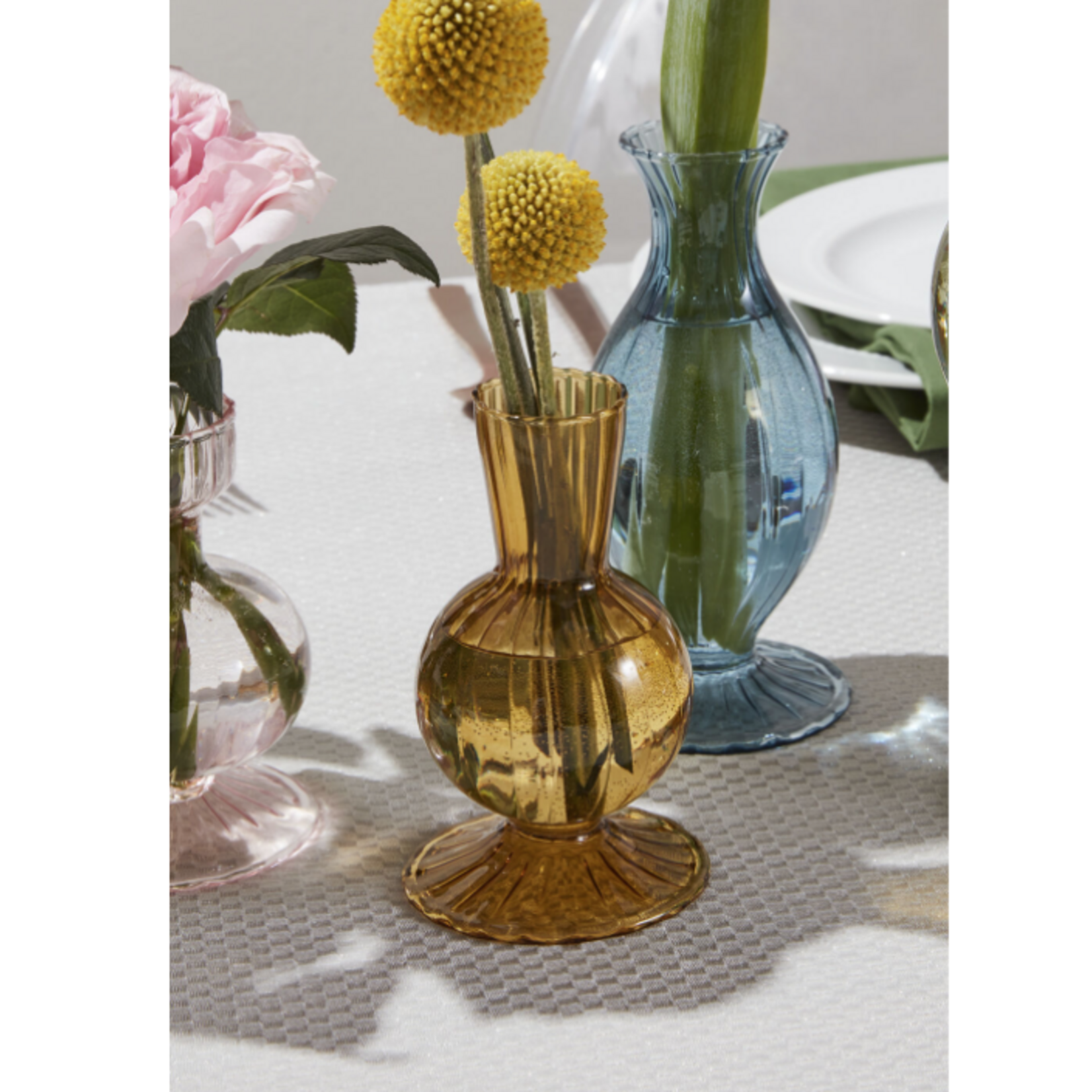 4.5"H X 3" AMBER GLASS BOUTIQUE BUDVASE