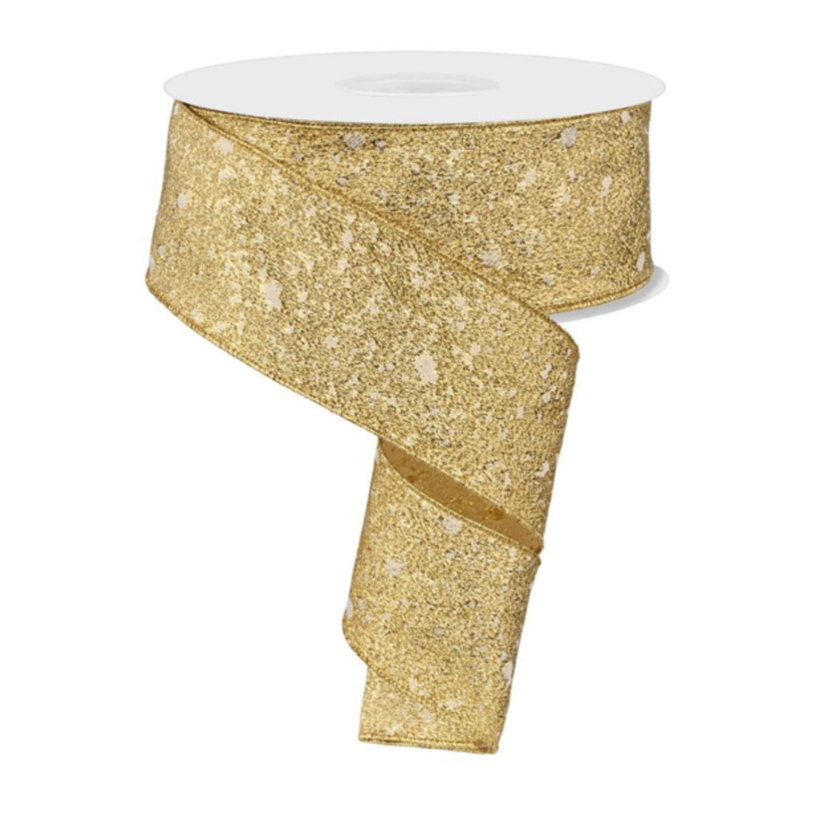 2.5" X 50 YDS WOVEN METALLIC GOLD RIBBON, reg $16.99