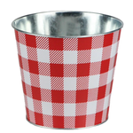 5" X 5" GALVANIZED RED CHECK POT COVER