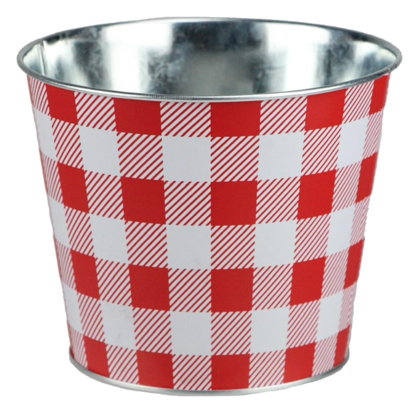 6.75" X 5.5" RED AND WHITE GALVANIZED POT COVER