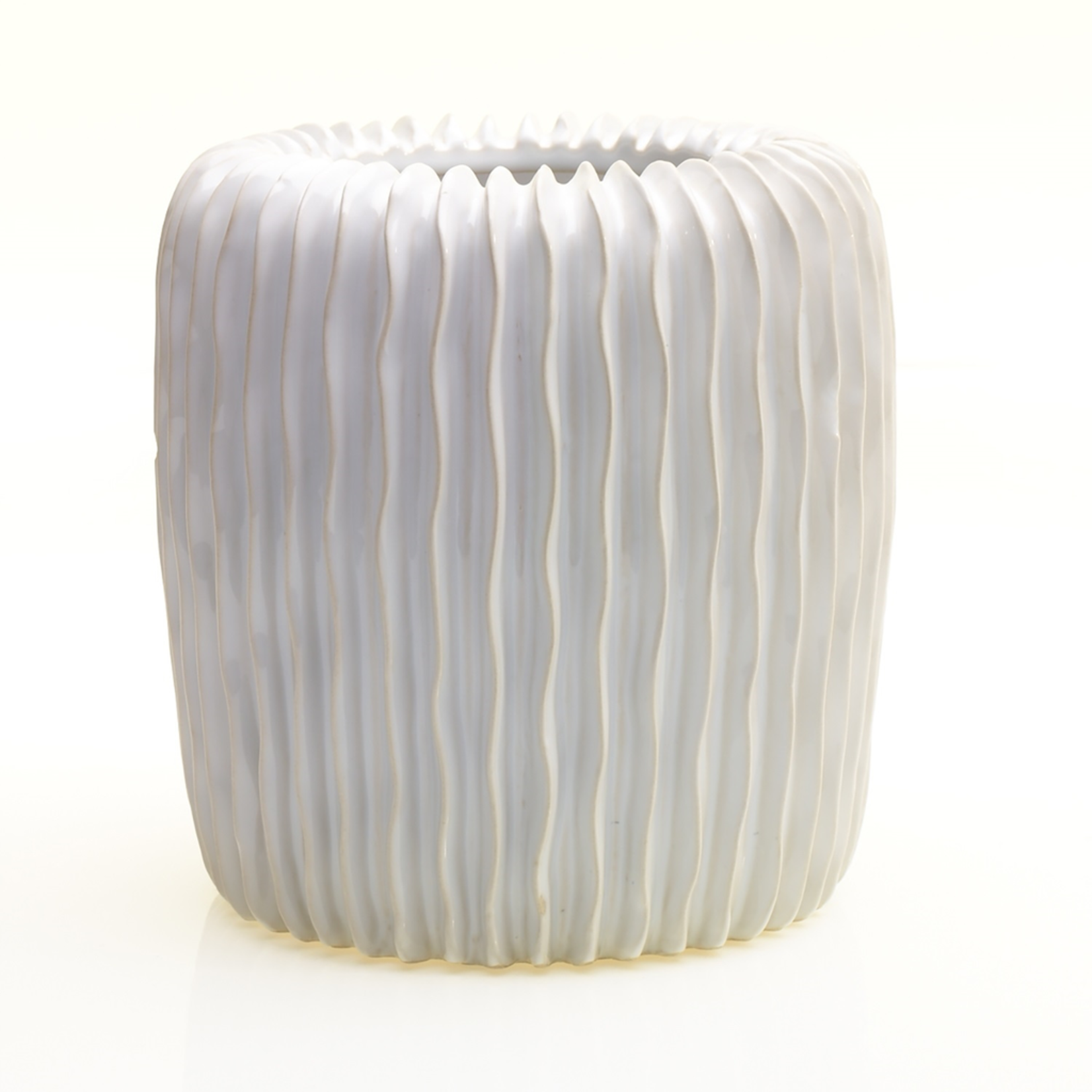 7.25"H X 7" WHITE CERAMIC HAVEN  VASE