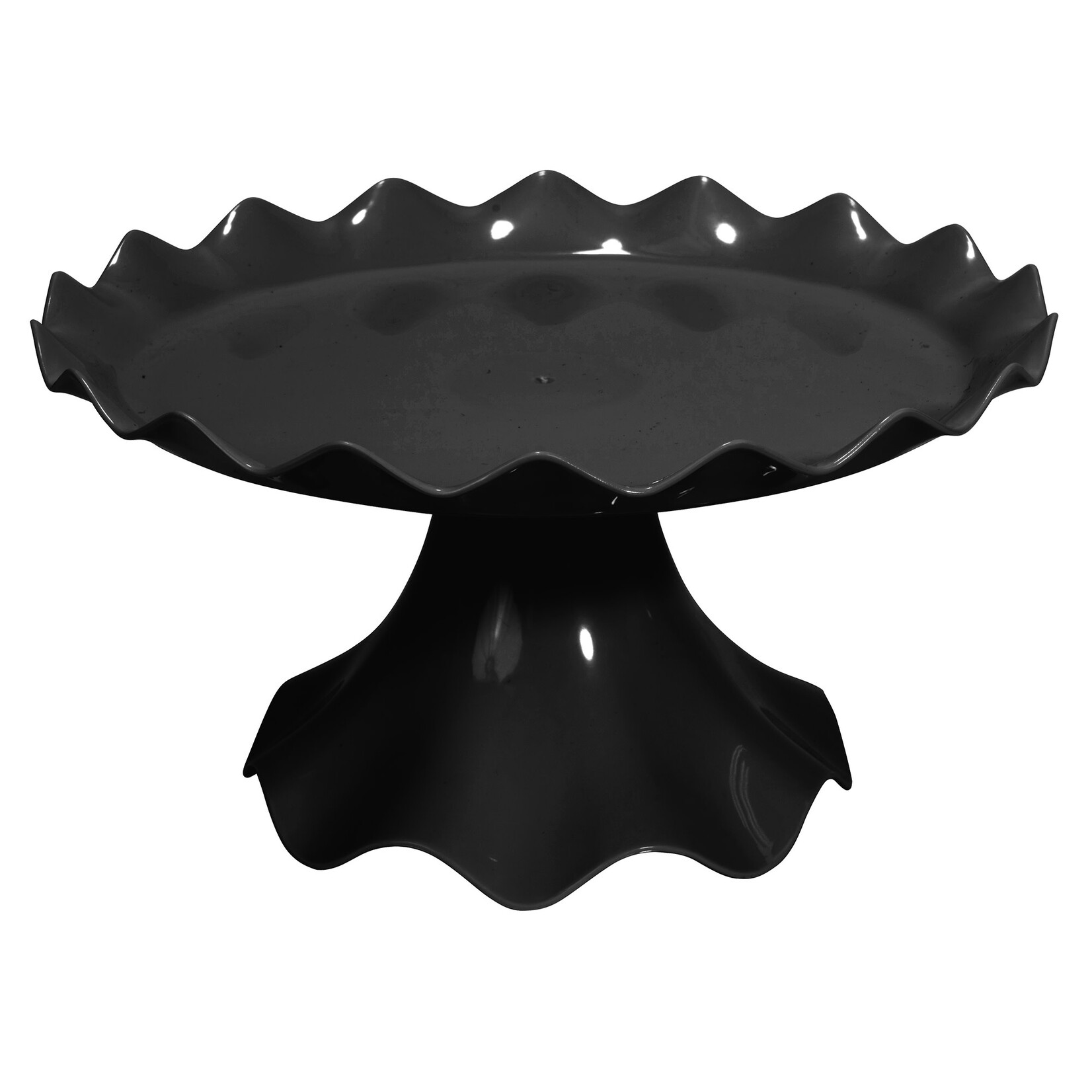 9½" x 5¼" PLASTIC RUFFLE EDGE TREAT STAND- BLACK, reg $6.99