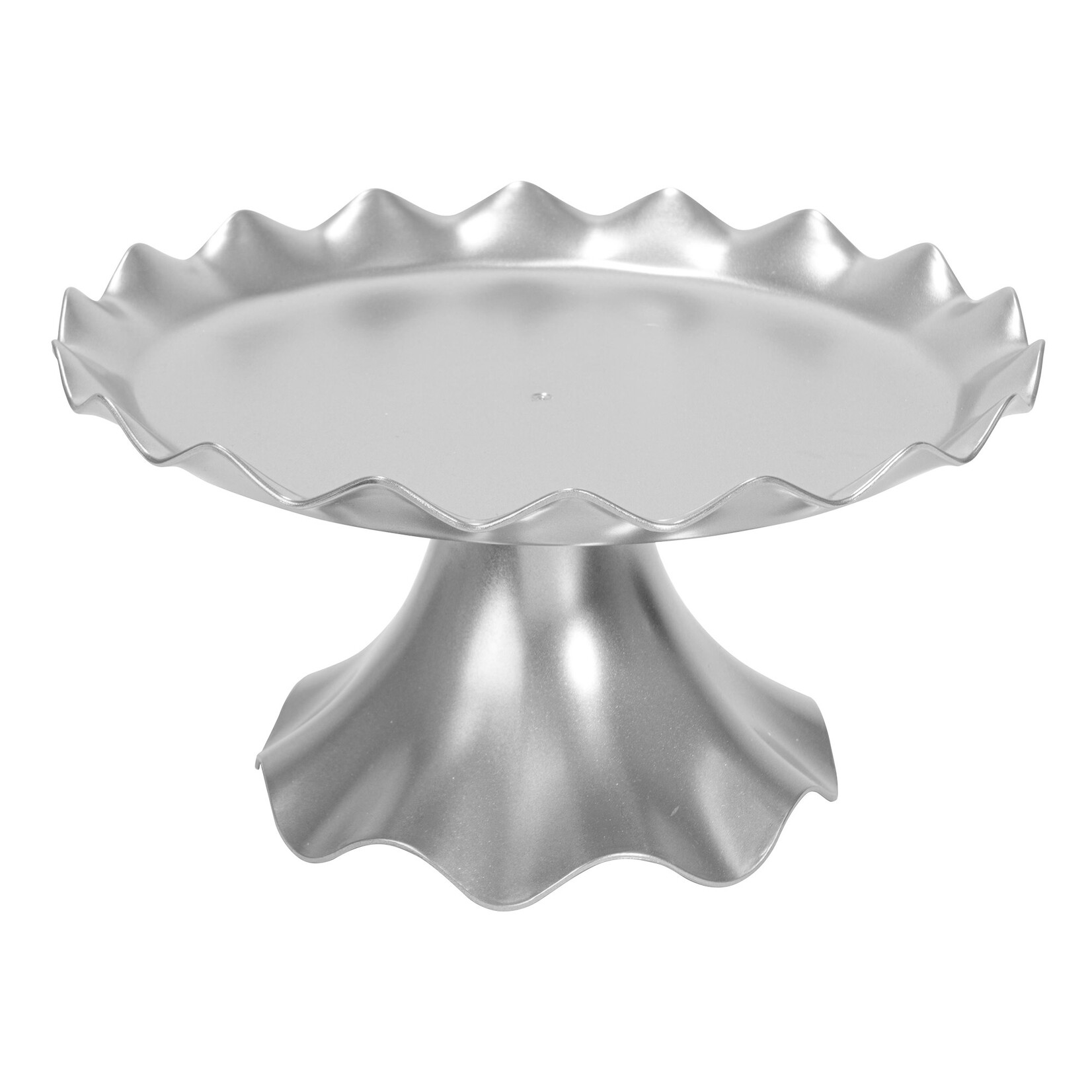 9½" x 5¼" PLASTIC RUFFLE EDGE TREAT STAND- SILVER