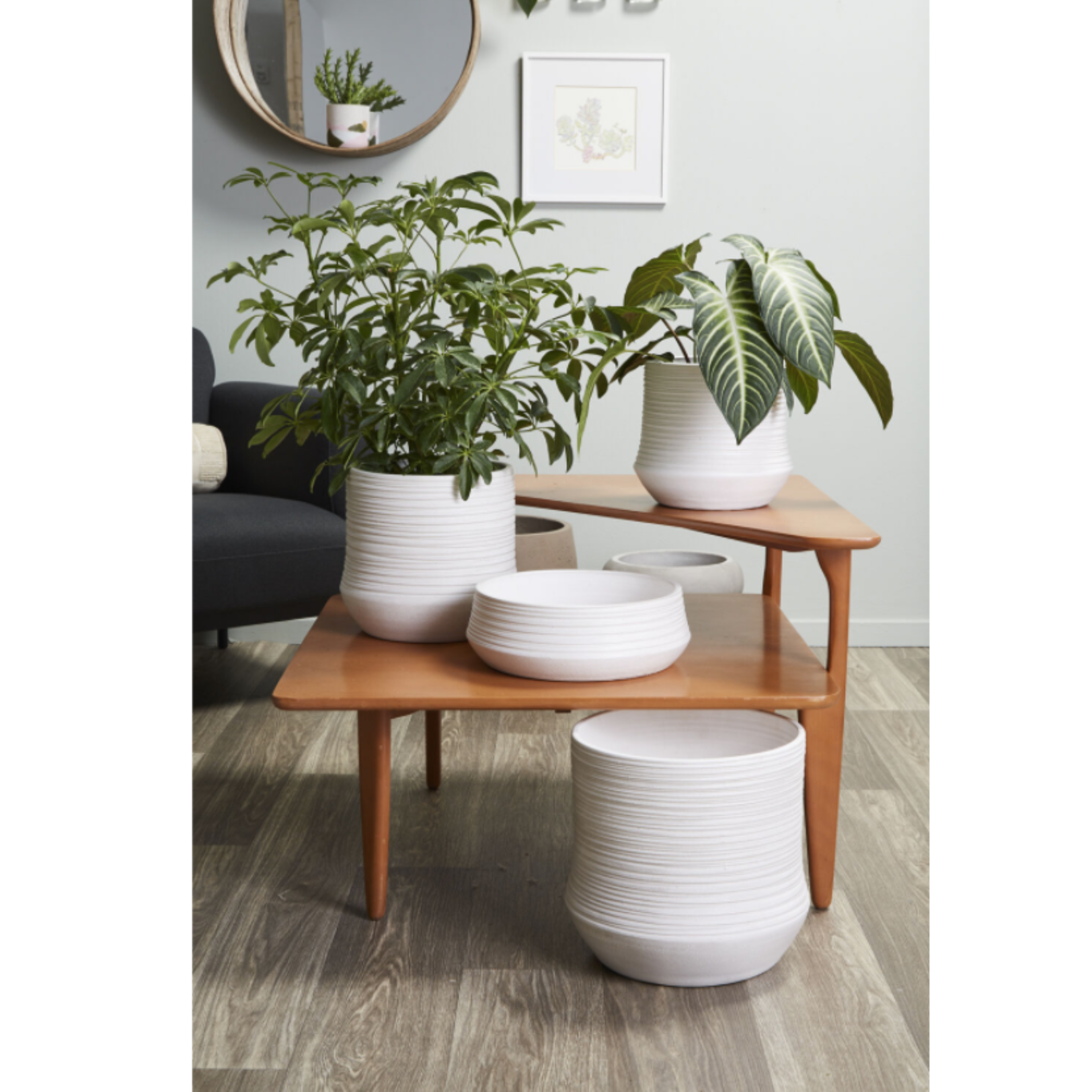 9”H X 9.5” WHITE CERAMIC VASE/POT OFFSHORE COLLECTION
