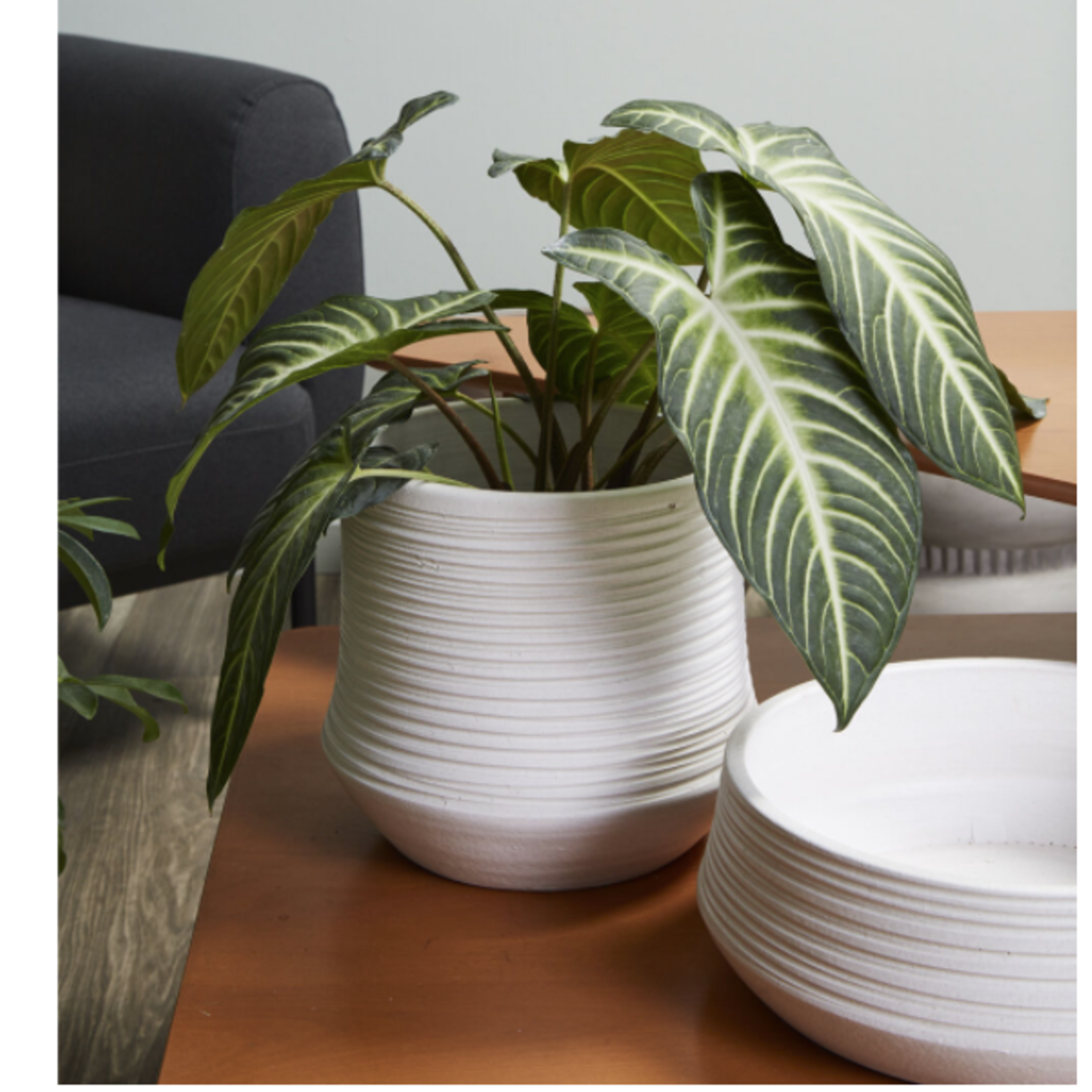 9”H X 9.5” WHITE CERAMIC VASE/POT OFFSHORE COLLECTION