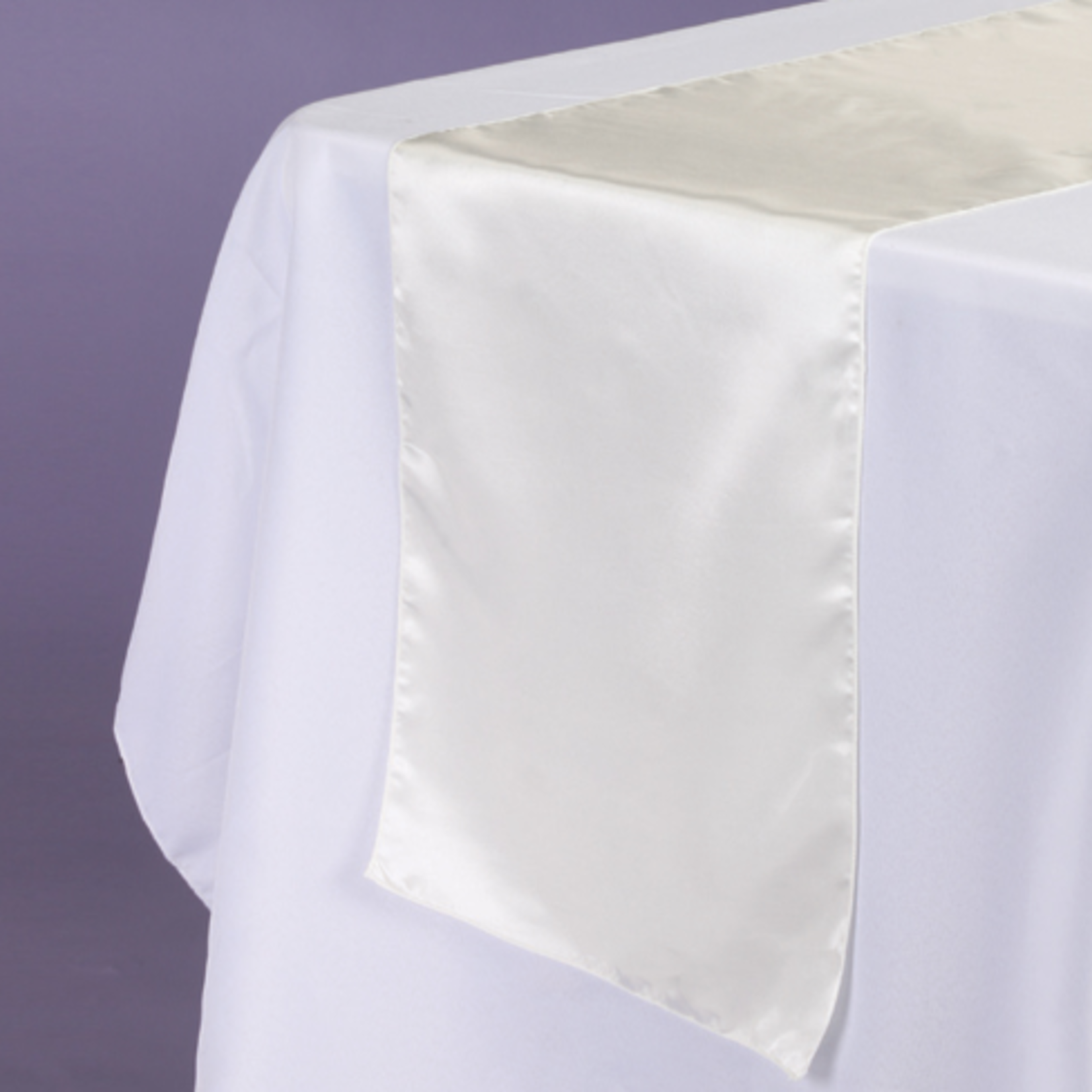 14" X 108" IVORY SATIN FABRIC TABLE RUNNER