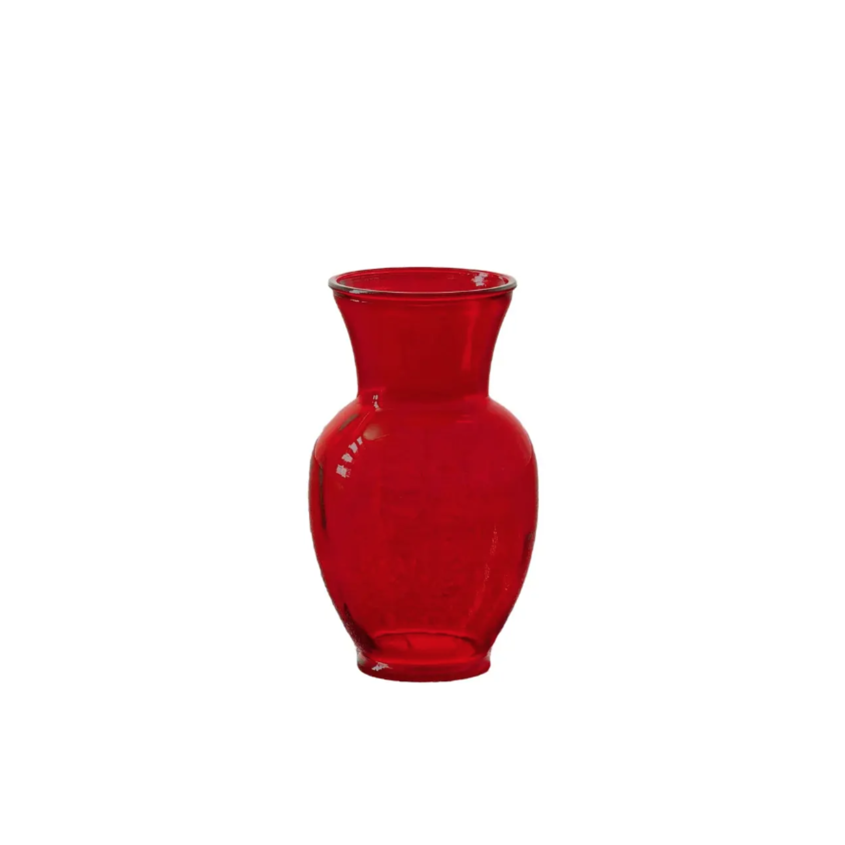 50% OFF WAS $7 NOW $3.49. 8.75”H X 5.5” RED RUBY GLASS CLASSIC URN GINGER VASE