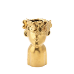 3.25" L x 2.75" W x 8.25" H Small Gold Floral Face Vase
