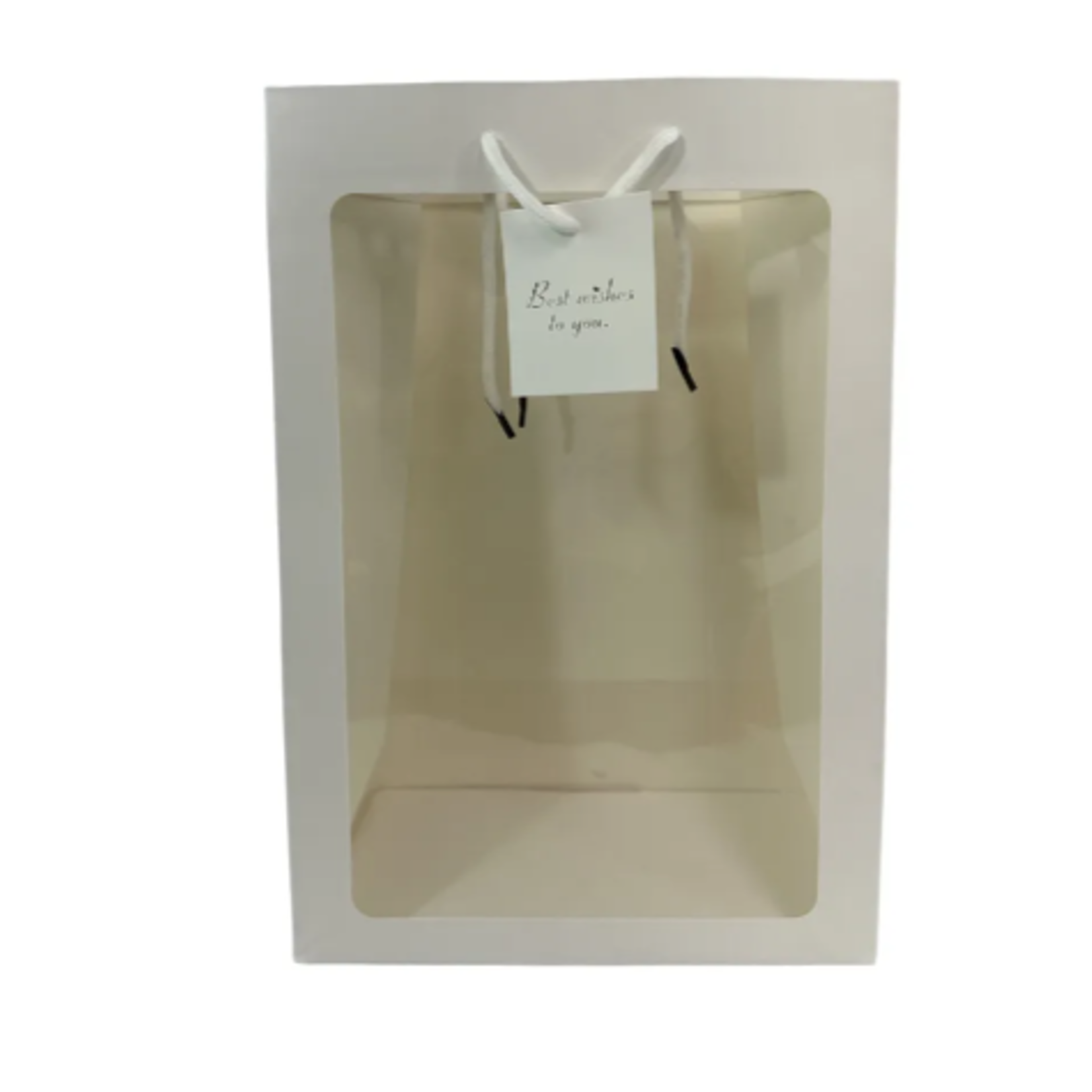 WHITE GIFT BAG WITH CLEAR PANEL