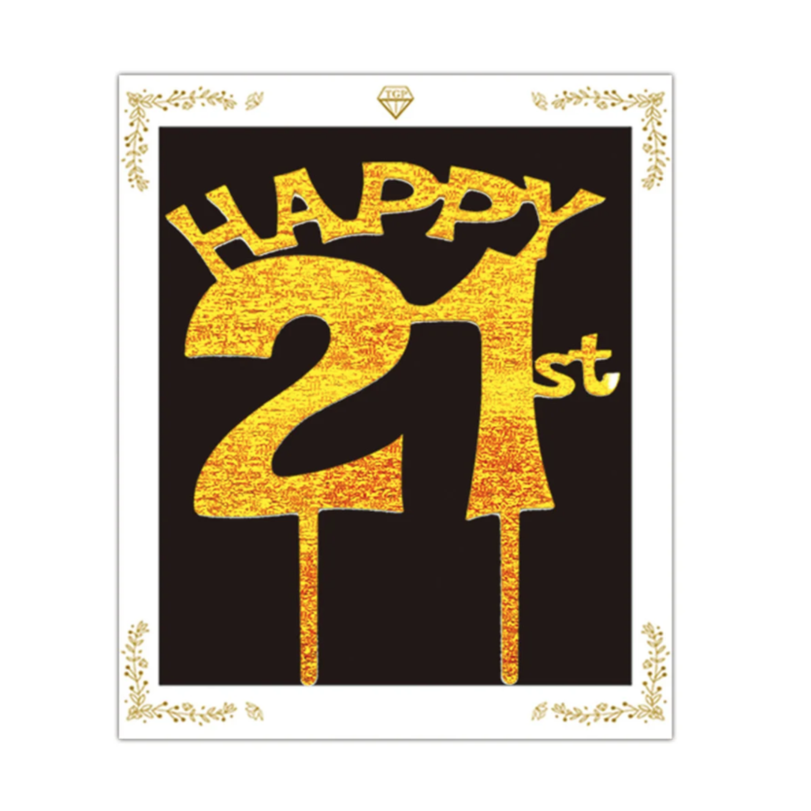 HAPPY 21ST CAKE TOPPER, REG $2.19
