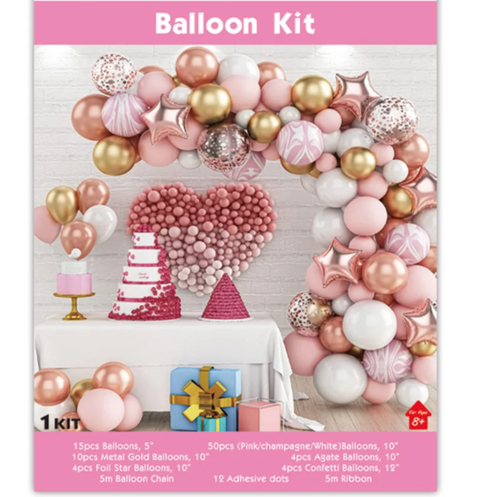 PINK AND GOLD BALLOON KIT , does not bring the heart balloons