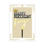 KING GOLD WITH BLACK *HAPPY BIRTHDAY” CAKE TOPPER