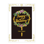 “HAPPY BIRTHDAY” GOLD WITH FLOWERS CAKE TOPPER