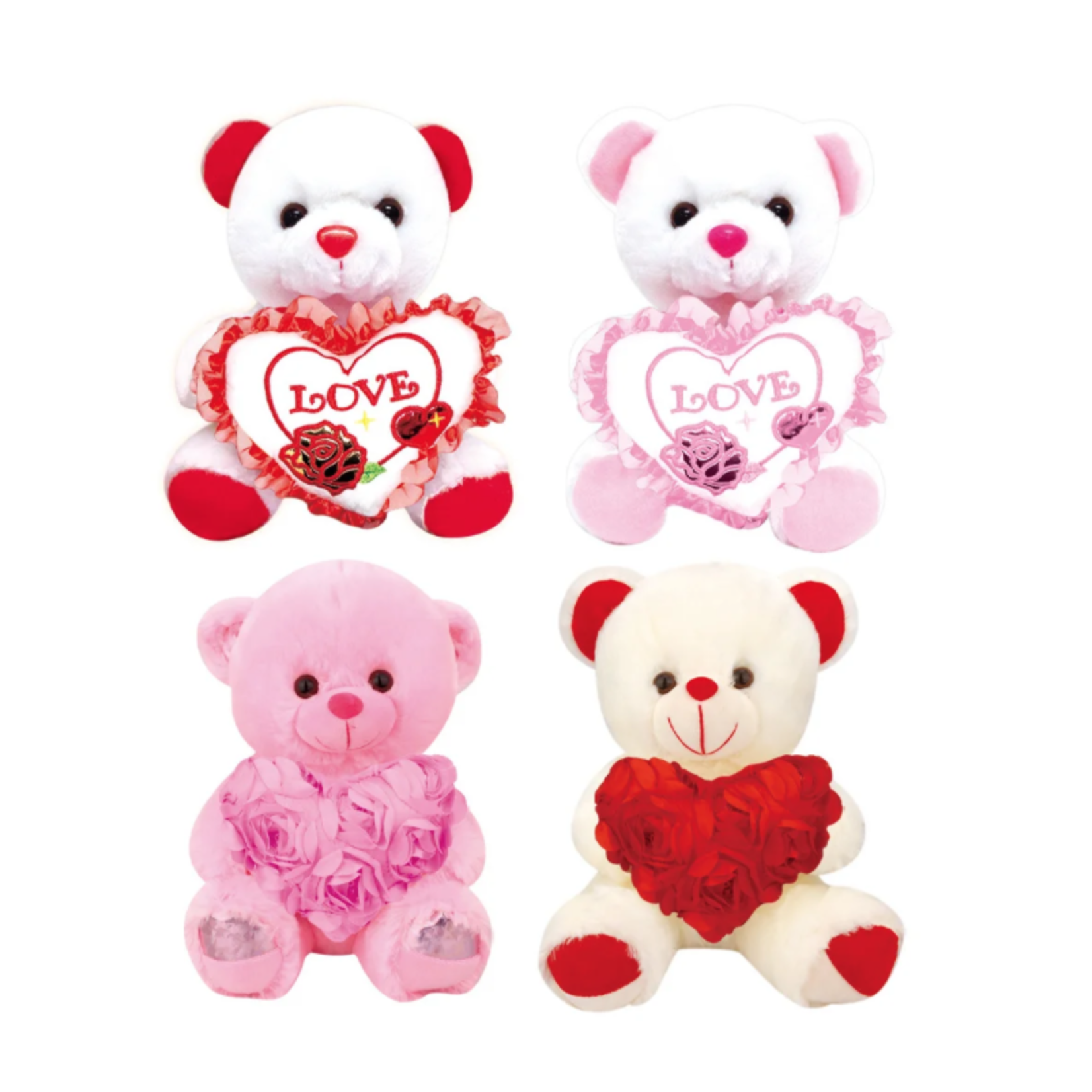 8” PLUSH BEAR WITH LOVE HEARTS (PRICE PER EACH, BOX HAS ASSORTMENT)